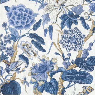 Thibaut Hill Garden Linen In Blue & White